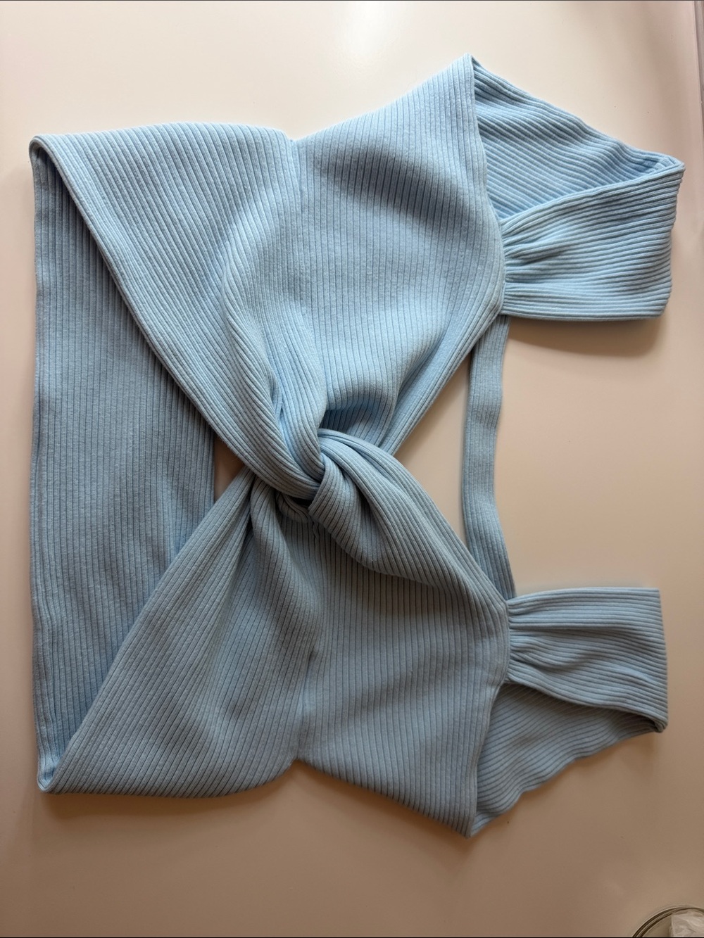 SHEIN Light Blue Ribbed Twist Crop Tank